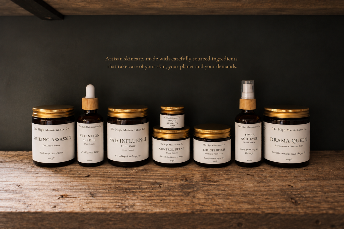 artisan skincare made with carefully sourced ingredients that take care of your skin, your planet and your demands.  The High Maintenance Co.